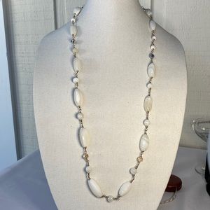 Beautiful marbleized glass bead and rhinestone necklace